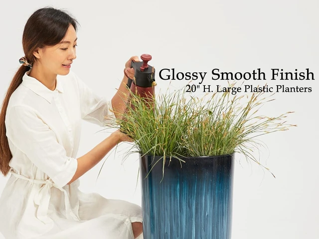 Alt view image 6 of 6 - Worth 20" H. Tall Planters for Outdoor Plants, Blue Plant Pots Set of 2