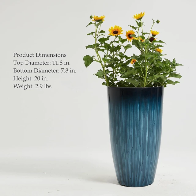 Alt view image 5 of 6 - Worth 20" H. Tall Planters for Outdoor Plants, Blue Plant Pots Set of 2