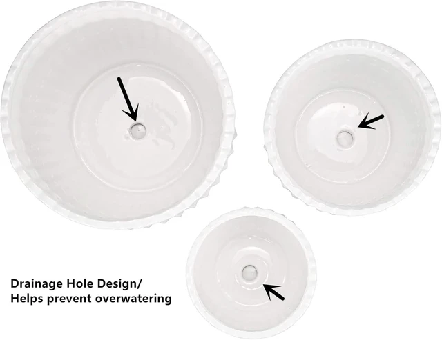 Alt view image 4 of 7 - Yesland 3 Pack Ceramic Planter Pots, 3.9"/5.3"/6.7" Modern Round Flower Pots with Drainage Holes & Saucers, Small Indoor Planters for Succulent Cactus, Home Decor Gift