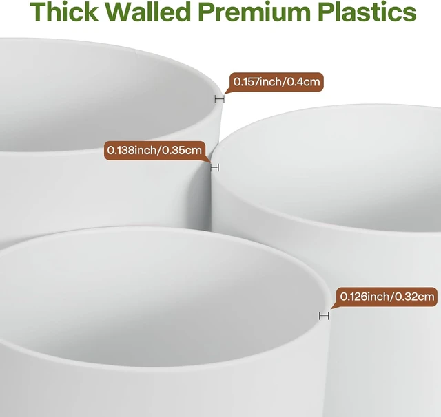 Alt view image 3 of 7 - 3 Pack Cylinder Planter Set 10/9/8 Inch White Indoor Plant Pots