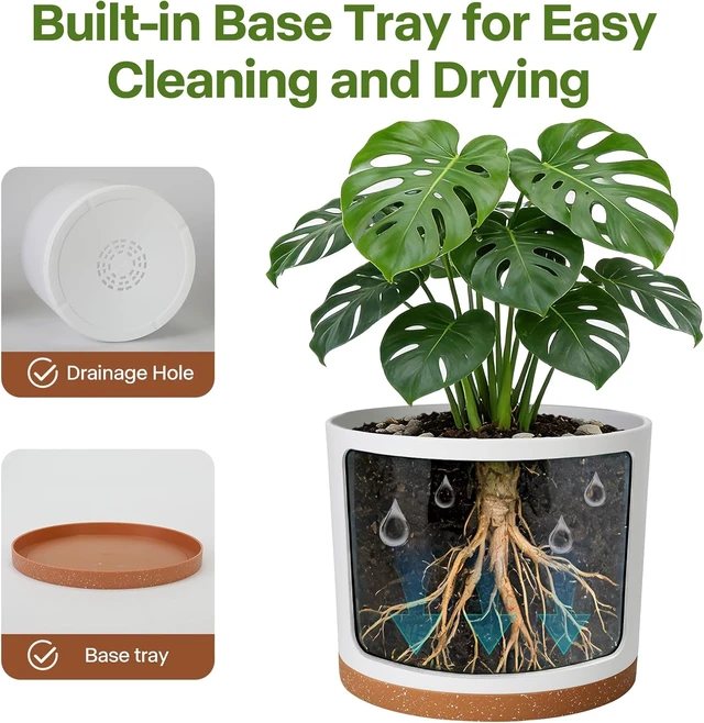 Alt view image 4 of 7 - 3 Pack Cylinder Planter Set 10/9/8 Inch White Indoor Plant Pots