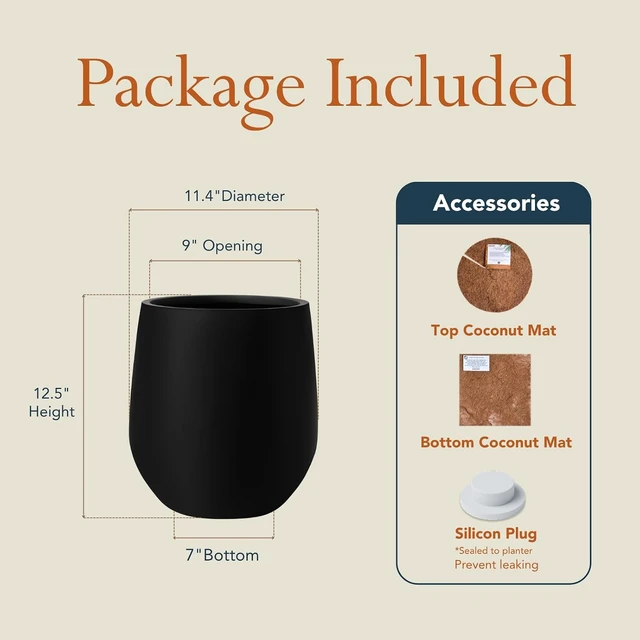 Alt view image 3 of 7 - 12" - Premium Corso Outdoor Planter - Black