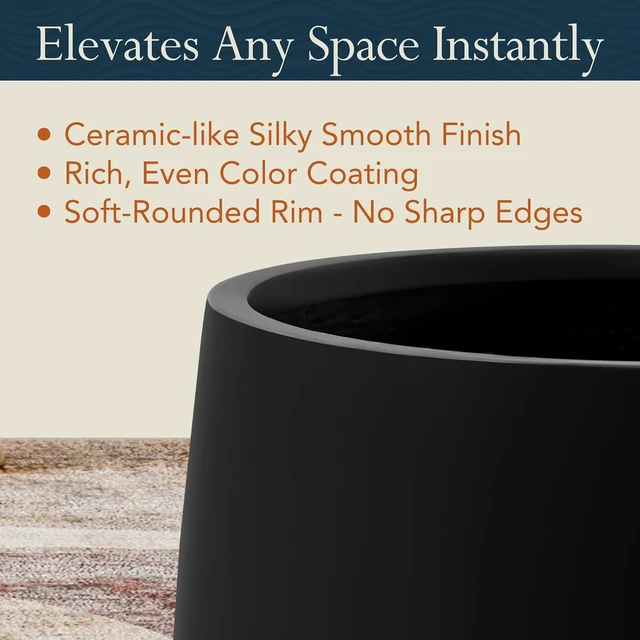 Alt view image 6 of 7 - 12" - Premium Corso Outdoor Planter - Black