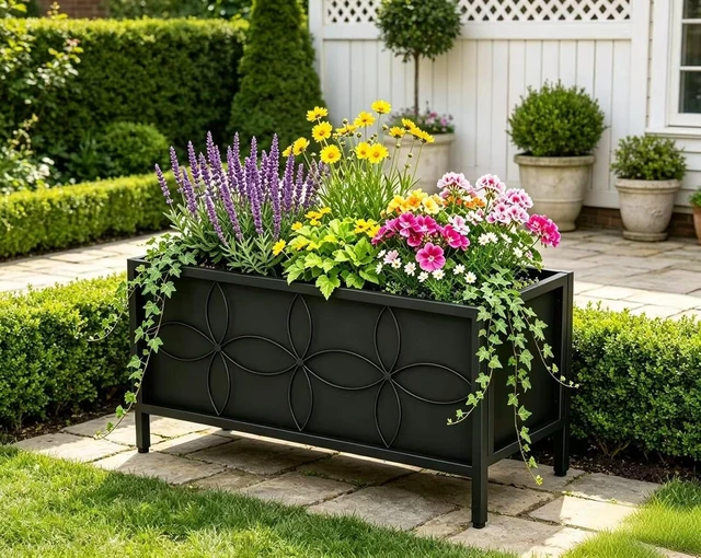 Alt view image 2 of 7 - Zhongma Sturdy Raised Garden Bed with Inner Fabric Liners for Vegetables Flower, Planter Box for Backyard Patio Balcony. Inner Size: 33.85x14.17x11 inch