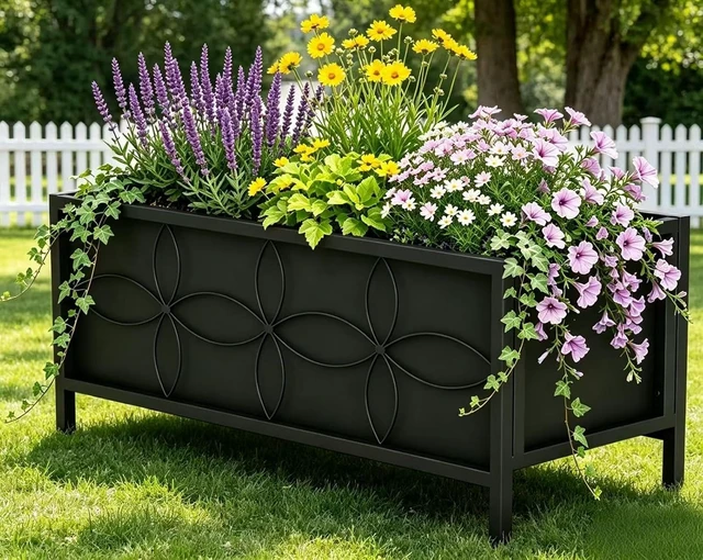 Alt view image 4 of 7 - Zhongma Sturdy Raised Garden Bed with Inner Fabric Liners for Vegetables Flower, Planter Box for Backyard Patio Balcony. Inner Size: 33.85x14.17x11 inch