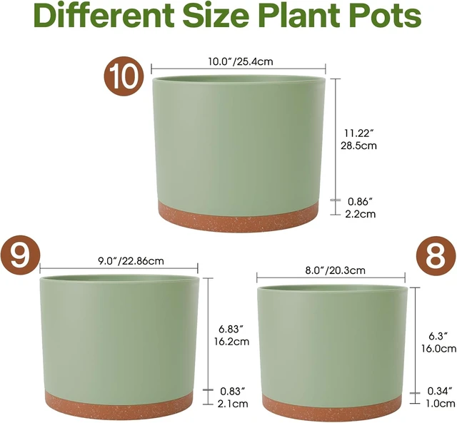 Alt view image 3 of 7 - 3 Pack Cylinder Planter Set 10/9/8 Inch White Indoor Plant Pots