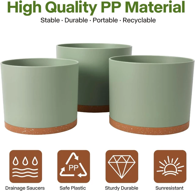 Alt view image 5 of 7 - 3 Pack Cylinder Planter Set 10/9/8 Inch White Indoor Plant Pots