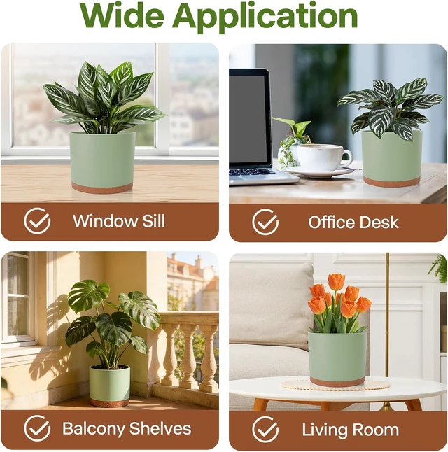 Alt view image 6 of 7 - 3 Pack Cylinder Planter Set 10/9/8 Inch White Indoor Plant Pots
