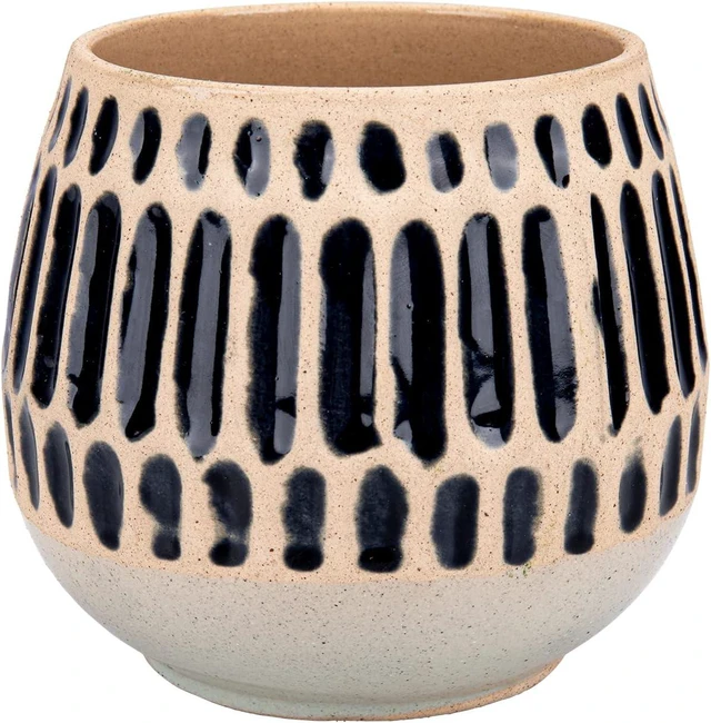 Main image of Ceramic Planter 5 Inch Succulent Flower Pot with Blue Stripe