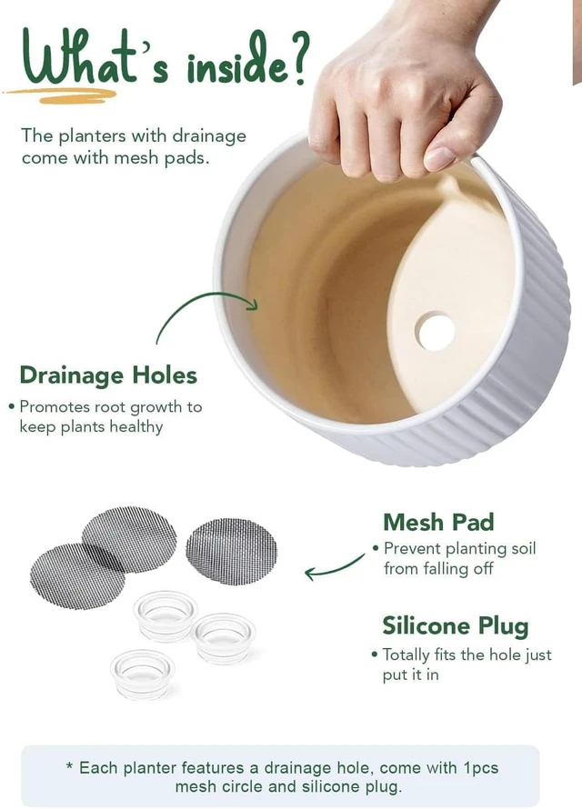 Alt view image 6 of 7 - LE TAUCI Ceramic Pots for Plants, 8+6.7+5.5 Inch Plant Pots Indoor, Flower Pot with Drainage Holes, Medium Cylinder Planters for Indoor House Plants, Set of 3, White
