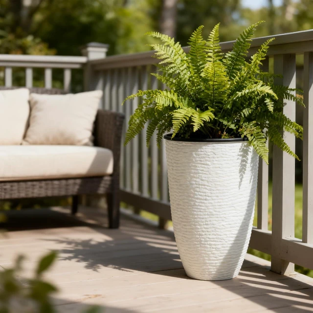 Alt view image 4 of 7 - Worth 21" H White Tall Planters with Inside Pots, 2-Pack Large Plant Pots
