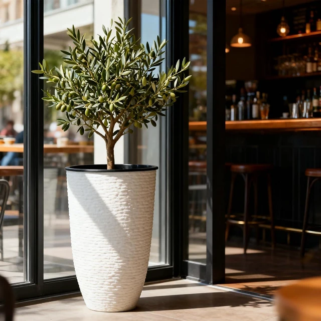 Alt view image 5 of 7 - Worth 21" H White Tall Planters with Inside Pots, 2-Pack Large Plant Pots