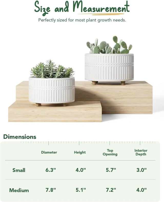 Alt view image 3 of 7 - LE TAUCI Succulent Pots, 6.5+8 Inch Ceramic Indoor Plant Pot with Drainage Hole, Shallow Round Succulent Planters, Set of 2, Matte White