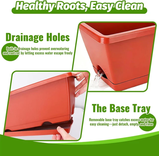 Alt view image 4 of 7 - 7 Pack 17 Inch Rectangular Plastic Window Box Planters(Brick-red)
