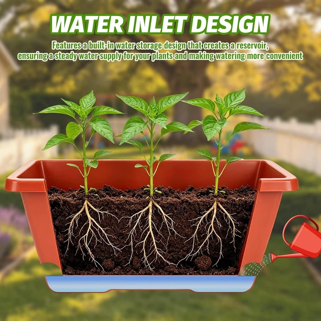 Alt view image 5 of 7 - 7 Pack 17 Inch Rectangular Plastic Window Box Planters(Brick-red)