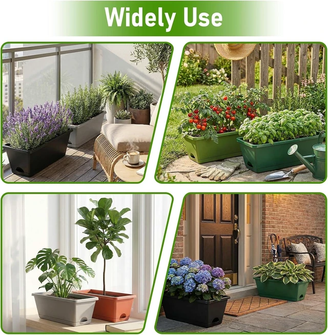 Alt view image 7 of 7 - 7 Pack 17 Inch Rectangular Plastic Window Box Planters(Brick-red)