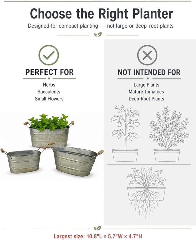 Alt view image 7 of 7 - Set of 3 Oval Planter Buckets with Handles, Antique Galvanized Gold