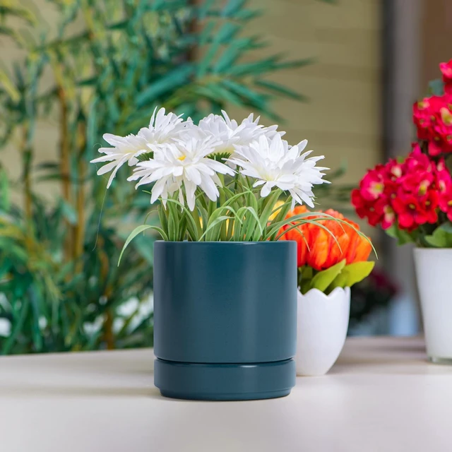 Alt view image 6 of 7 - D'vine Dev 4.7 Inch Ceramic Planter Pot, Teal, 94-O-B-9