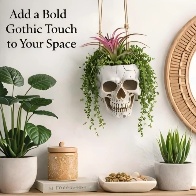Alt view image 3 of 6 - Resin Gothic Skeleton Air Plant Planter for Tilandsia(7'' No.3)