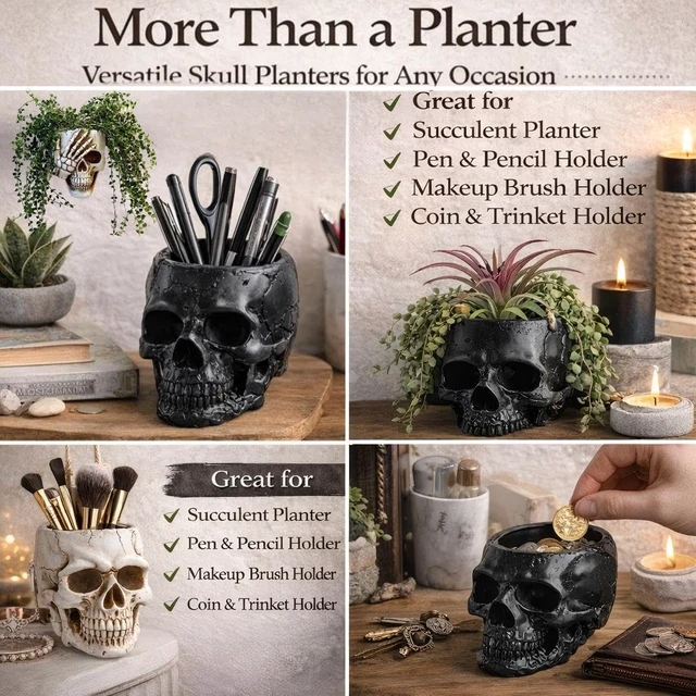 Alt view image 5 of 6 - Resin Gothic Skeleton Air Plant Planter for Tilandsia(7'' No.3)