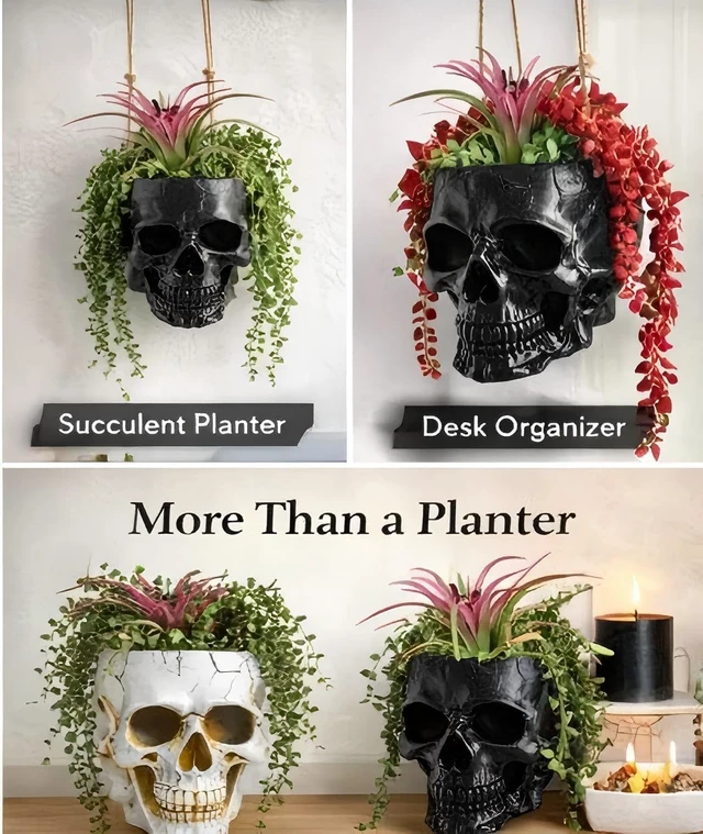 Alt view image 6 of 6 - Resin Gothic Skeleton Air Plant Planter for Tilandsia(7'' No.3)