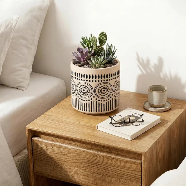 Alt view image 2 of 7 - Ceramic 5 Inch Succulent Plant Pot Small Flower Planter
