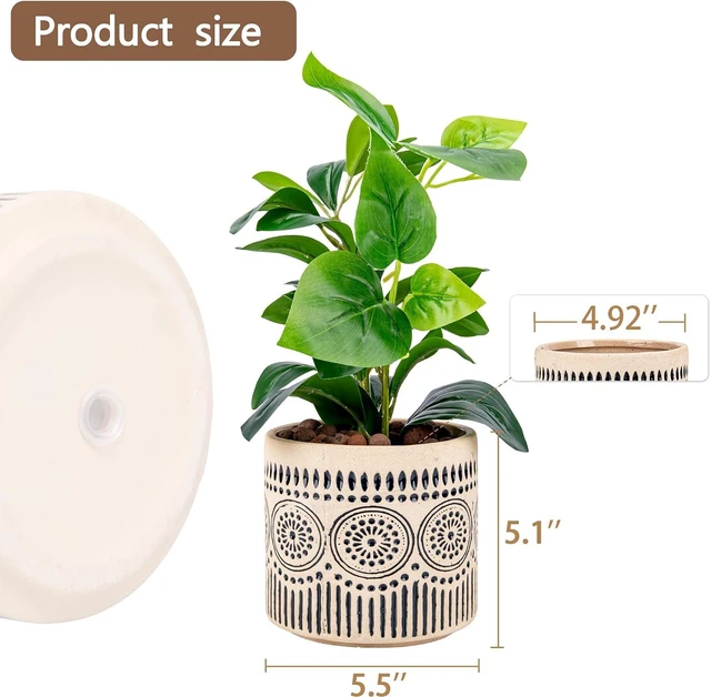 Alt view image 4 of 7 - Ceramic 5 Inch Succulent Plant Pot Small Flower Planter
