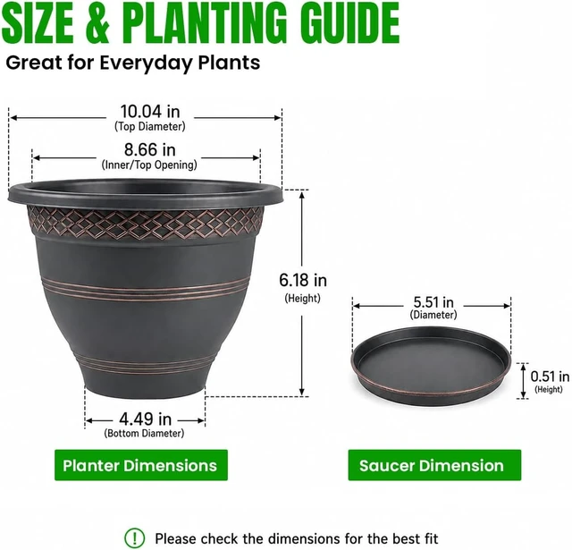 Alt view image 5 of 7 - 10 Inch Plant Pots, 4 Pack, Copper Plaid