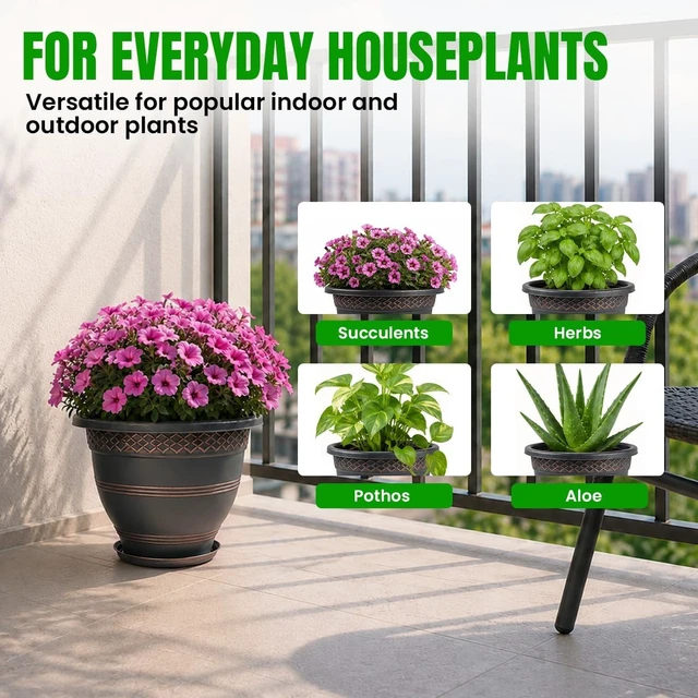 Alt view image 7 of 7 - 10 Inch Plant Pots, 4 Pack, Copper Plaid