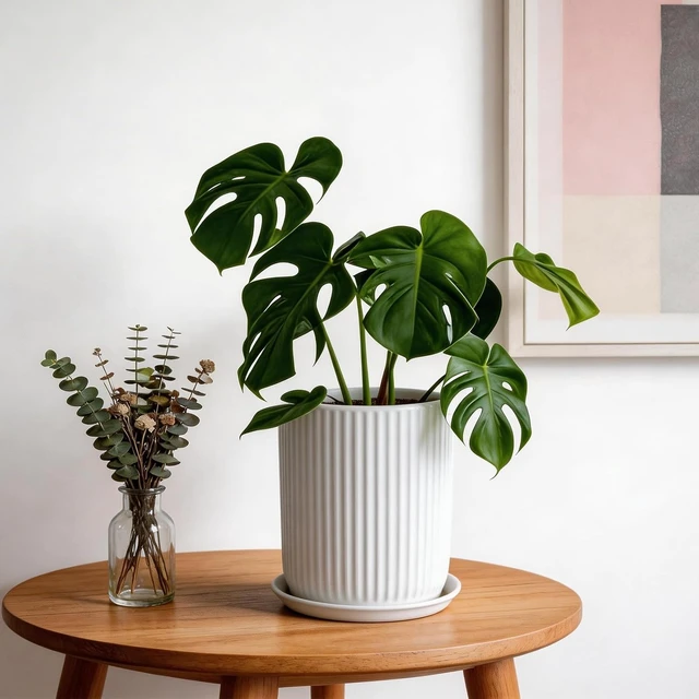 Alt view image 4 of 7 - Deep Dream 8 Inch Ceramic Pots for Plants, Heavy Plant Pot for Indoor Outdoor Plants, Large Plant Pot with Drainage Hole and Saucer, Modern Tall Flower Pot, Gifts for Plant Lovers, White