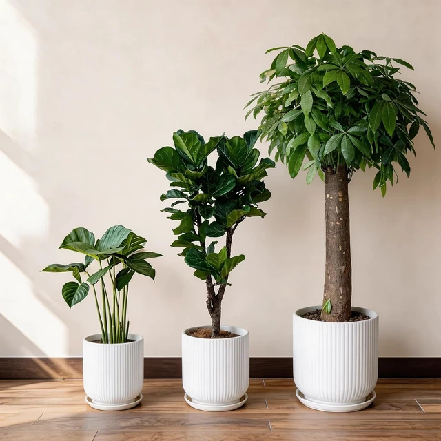 Alt view image 7 of 7 - Deep Dream 8 Inch Ceramic Pots for Plants, Heavy Plant Pot for Indoor Outdoor Plants, Large Plant Pot with Drainage Hole and Saucer, Modern Tall Flower Pot, Gifts for Plant Lovers, White