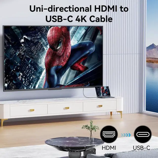 Alt view image 2 of 7 - BENFEI HDMI to USB C Cable 6 feet 4K@60Hz, Unidirectional HDMI (Source) to USB-C (Display) Adapter for MacBook, Steam Deck, PS5/4, Nintendo Switch, AR/XR, Portable Monitors