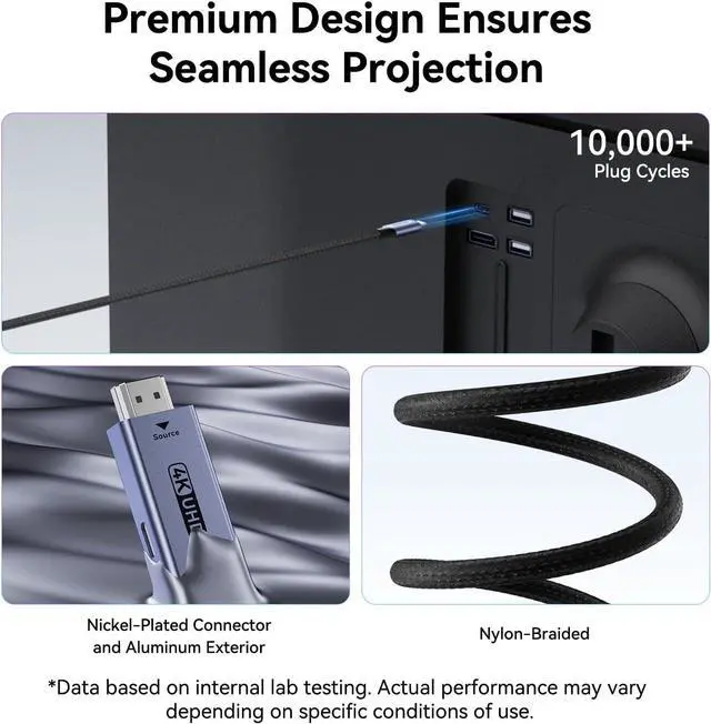 Alt view image 5 of 7 - BENFEI HDMI to USB C Cable 6 feet 4K@60Hz, Unidirectional HDMI (Source) to USB-C (Display) Adapter for MacBook, Steam Deck, PS5/4, Nintendo Switch, AR/XR, Portable Monitors