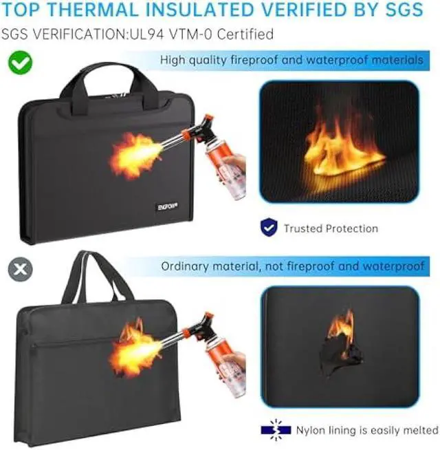 Alt view image 3 of 5 - ENGPOW Accordion File Organizer,Fireproof Expanding File Folder with Multi Pockets,13 Pockets Document Organizer with Handle & Labels,Portable Home Travel Safe Storage for Letter A4 Files and More