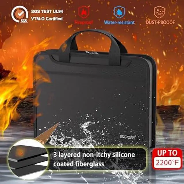 Alt view image 2 of 5 - ENGPOW Accordion File Organizer,Fireproof Expanding File Folder with Multi Pockets,13 Pockets Document Organizer with Handle & Labels,Portable Home Travel Safe Storage for Letter A4 Files and More