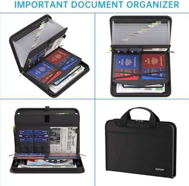 Alt view image 4 of 5 - ENGPOW Accordion File Organizer,Fireproof Expanding File Folder with Multi Pockets,13 Pockets Document Organizer with Handle & Labels,Portable Home Travel Safe Storage for Letter A4 Files and More