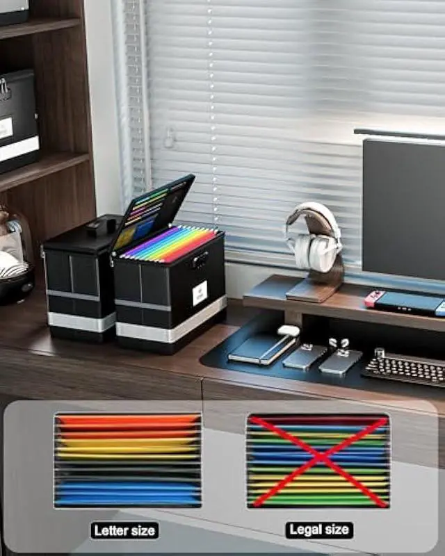 Alt view image 5 of 5 - Oterri Fireproof Document Box with Lock, Letter File Box, Portable Fire Safe Box with Handle, Waterproof Important Document Organizer Storage Safe Box for Home Travel Office (Black)