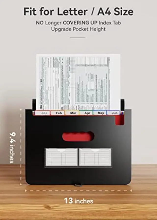 Alt view image 3 of 5 - Expanding Files Folder Organizer/Expandable Accordian File Organizer Bag A4/Letter Size Plastic Filing Box, Accordion Document/Coupon/Receipt Organizer with Colored Labels for Office/School