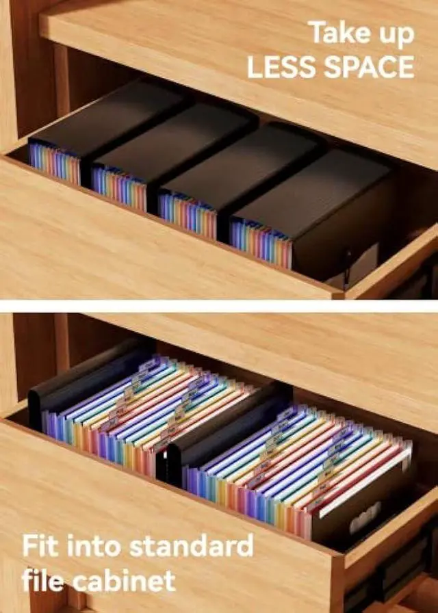 Alt view image 5 of 5 - Expanding Files Folder Organizer/Expandable Accordian File Organizer Bag A4/Letter Size Plastic Filing Box, Accordion Document/Coupon/Receipt Organizer with Colored Labels for Office/School