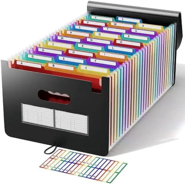 Main image of ABC life 26 Pockets Accordion File Organizer/Expanding File Folder A4 Letter Size Expandable Filling Box/Plastic Accordian Document Paper Coupon Bill Receipt Organiser, A-Z Alphabetical Colored Tabs