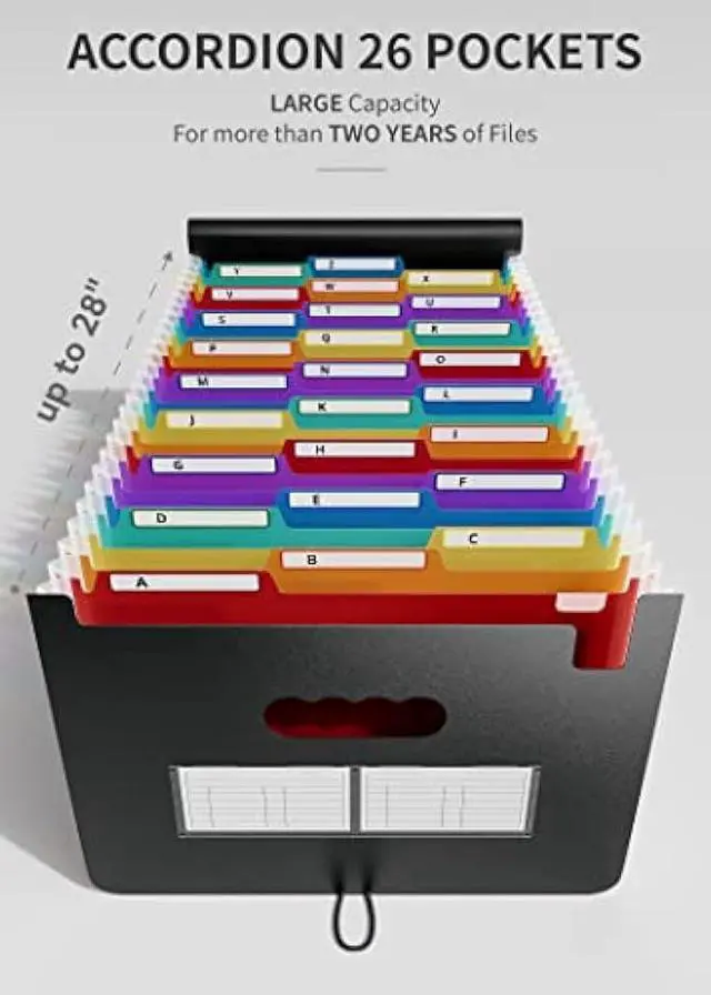 Alt view image 2 of 5 - ABC life 26 Pockets Accordion File Organizer/Expanding File Folder A4 Letter Size Expandable Filling Box/Plastic Accordian Document Paper Coupon Bill Receipt Organiser, A-Z Alphabetical Colored Tabs