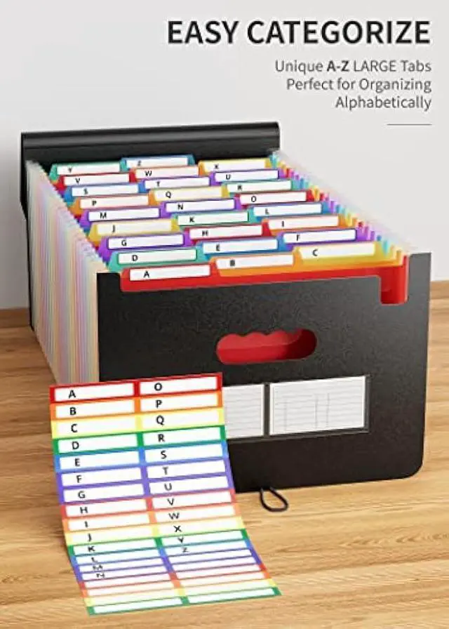 Alt view image 3 of 5 - ABC life 26 Pockets Accordion File Organizer/Expanding File Folder A4 Letter Size Expandable Filling Box/Plastic Accordian Document Paper Coupon Bill Receipt Organiser, A-Z Alphabetical Colored Tabs