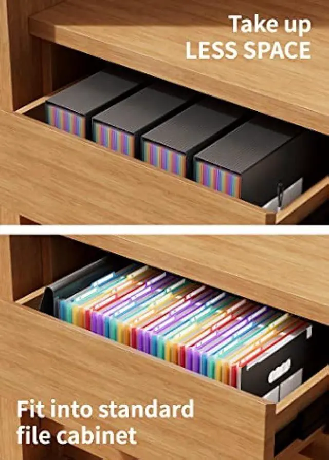 Alt view image 5 of 5 - ABC life 26 Pockets Accordion File Organizer/Expanding File Folder A4 Letter Size Expandable Filling Box/Plastic Accordian Document Paper Coupon Bill Receipt Organiser, A-Z Alphabetical Colored Tabs