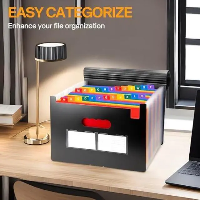 Alt view image 5 of 7 - 25 Pockets Expanding File Folders, Expandable Accordian File Organizer with Colored A-Z Tabs, Desktop Accordion Folders Letter A4 Paper Document Storage Organizer for School Home Office