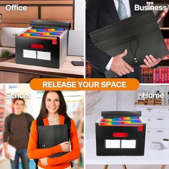 Alt view image 6 of 7 - 25 Pockets Expanding File Folders, Expandable Accordian File Organizer with Colored A-Z Tabs, Desktop Accordion Folders Letter A4 Paper Document Storage Organizer for School Home Office