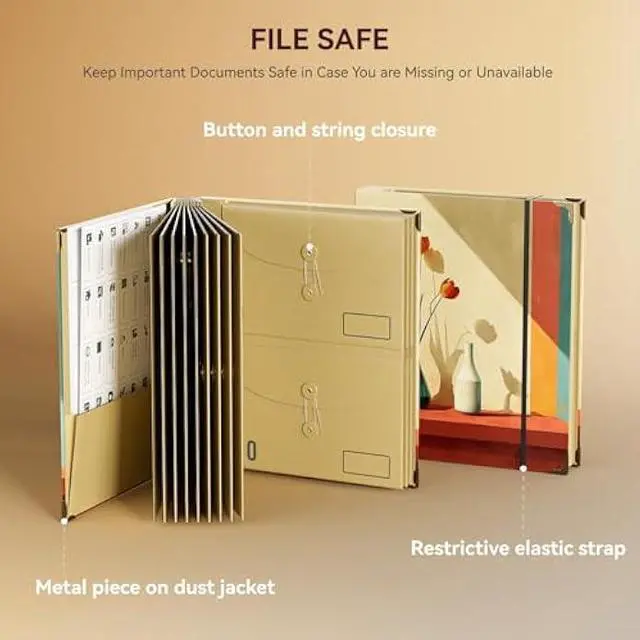 Alt view image 5 of 5 - ABC life Important Document Organizer, Customized Expanding File Folder with for Important Papers, Letters, Birth Certificates, Emergency Binder, Photos, Passports, Oil-Painted Vase