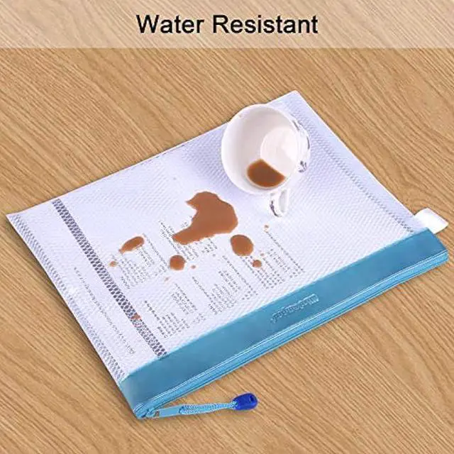 Alt view image 4 of 6 - Zipper File Bag, Wisdompro 4 Pack A4 Size Paper Document Storage File Zipper Pouches Holder with Label Pocket Organizer for Office Documents, Business Receipts, User Manual, Magazines - Blue