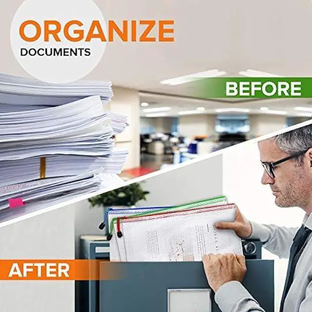 Alt view image 4 of 6 - JUZARI 5 Pack Mesh Bags with Zipper 10x14 Inch for Organizing & Storage - Plastic Pouches School Teachers Classroom Organization Pouch 10 X 14 Zippered Bag