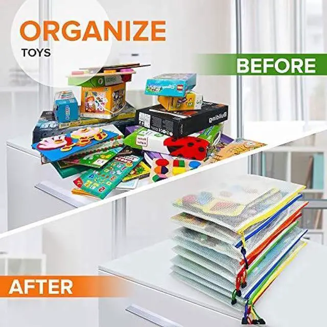 Alt view image 6 of 6 - JUZARI 5 Pack Mesh Bags with Zipper 10x14 Inch for Organizing & Storage - Plastic Pouches School Teachers Classroom Organization Pouch 10 X 14 Zippered Bag