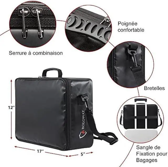 Alt view image 5 of 6 - ROLOWAY-Fireproof Document Bag with Lock, Fireproof Document Safe Organizer, Fireproof File Storage Bag, Fireproof Bag with Multi Layer Portable File Organizers for Travel Black